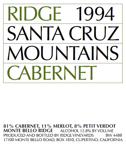 1994 Santa Cruz Mountains Cabernet