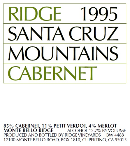 1995 Santa Cruz Mountains Cabernet