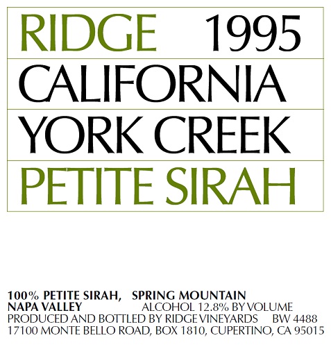 1995 York Creek Petite Sirah