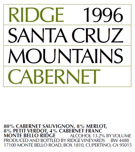 1996 Santa Cruz Mountains Cabernet