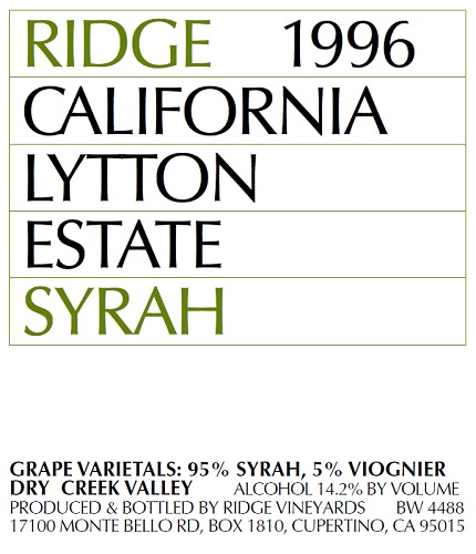 1996 Lytton Estate Syrah