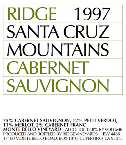1997 Santa Cruz Mountains Cabernet