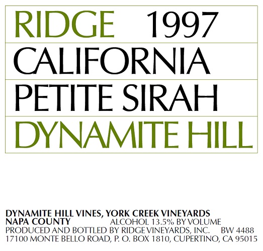 1997 Dynamite Hill Petite Sirah
