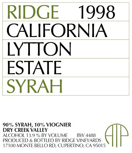 1998 Lytton Estate Syrah