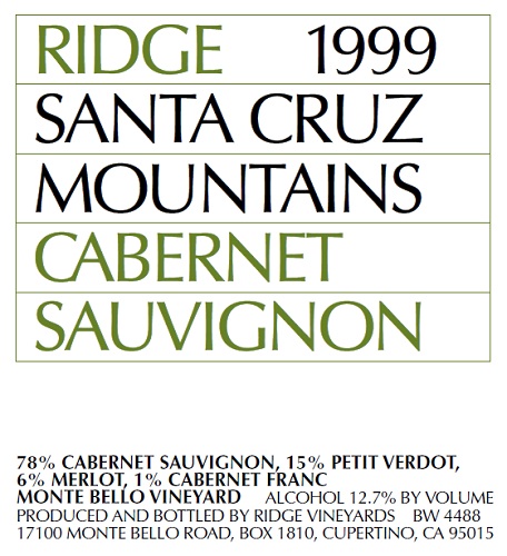 1999 Santa Cruz Mountains Cabernet