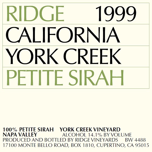 1999 York Creek Petite Sirah