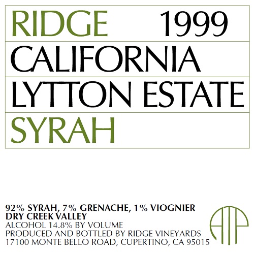 1999 Lytton Estate Syrah
