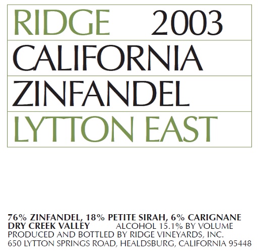 2003 Lytton East Zinfandel