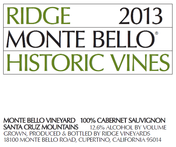 2013 Monte Bello Historic Vines