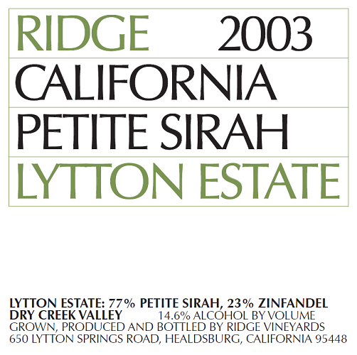 2003 Lytton Estate Petite Sirah