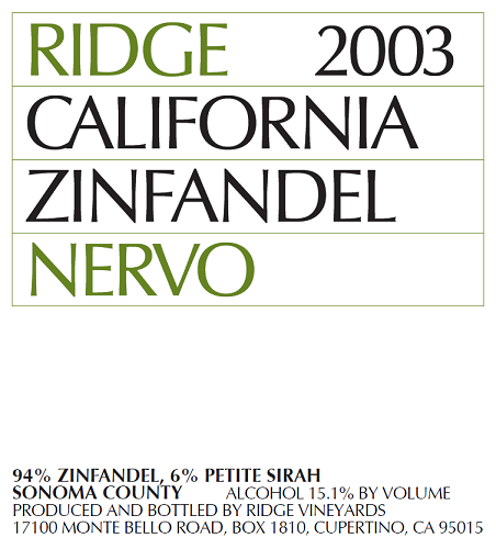 2003 Nervo Zinfandel