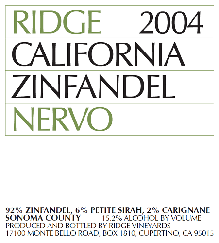 2004 Nervo Zinfandel