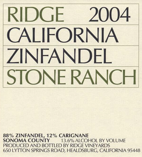 2004 Stone Ranch Zinfandel