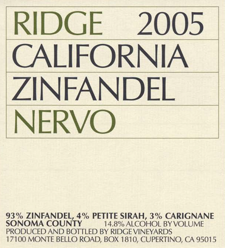 2005 Nervo Zinfandel