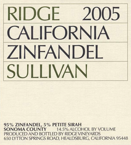 2005 Sullivan Zinfandel