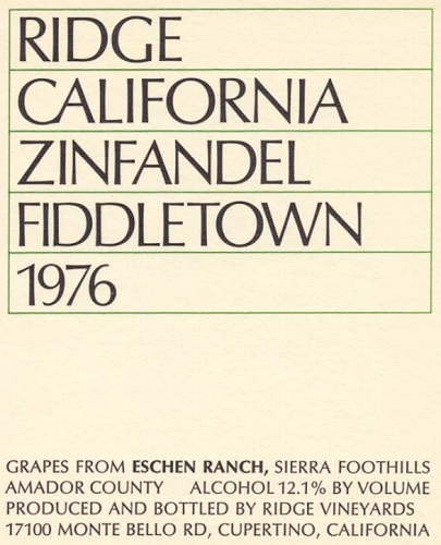 1976 Fiddletown Zinfandel