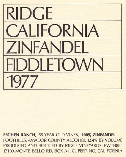 1977 Fiddletown Zinfandel