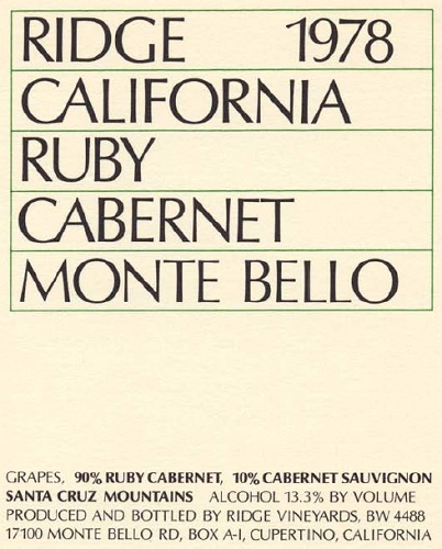 1978 Monte Bello Ruby Cabernet