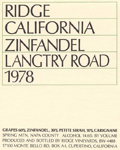 1978 Langtry Road Zinfandel