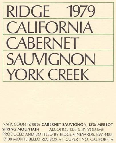 1979 York Creek Cabernet Sauvignon