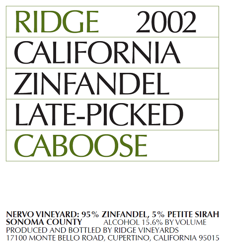 2002 Caboose Zinfandel