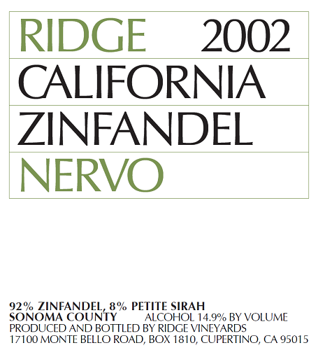2002 Nervo Zinfandel