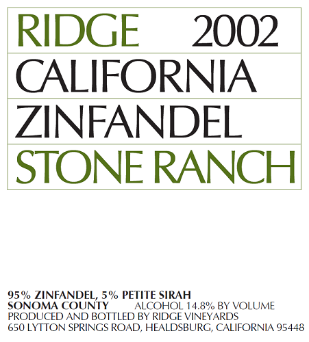 2002 Stone Ranch Zinfandel