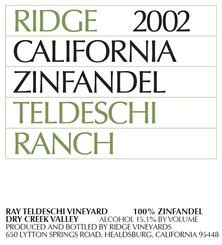 2002 Teldeschi Ranch Zinfandel