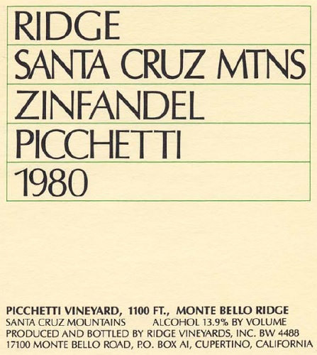 1980 Picchetti Zinfandel