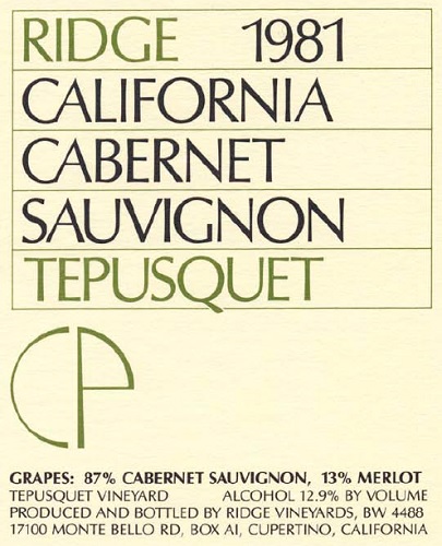 1981 Tepusquet Cabernet Sauvignon
