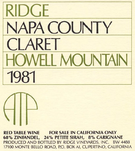 1981 Howell Mountain Claret