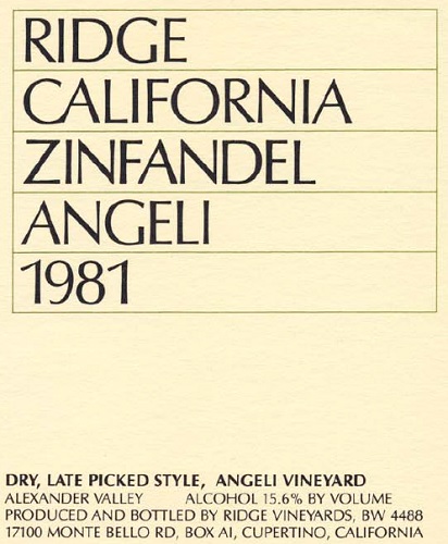 1981 Angeli Zinfandel