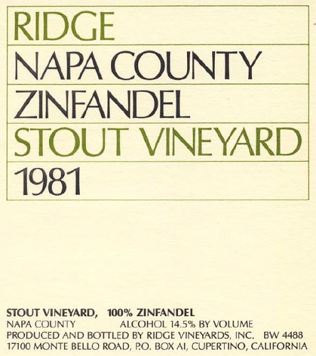 1981 Stout Zinfandel