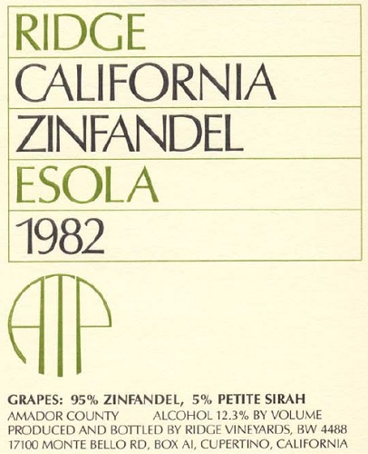 1982 Esola Zinfandel