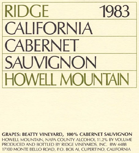 1983 Howell Mountain Cabernet Sauvignon