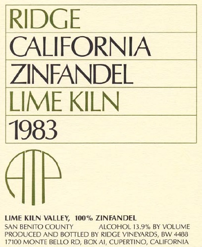 1983 Lime Kiln Zinfandel