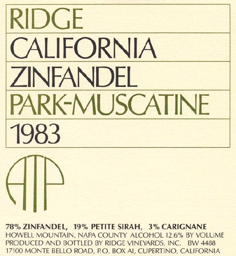 1983 Park-Muscatine Zinfandel