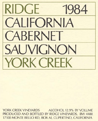 1984 York Creek Cabernet Sauvignon