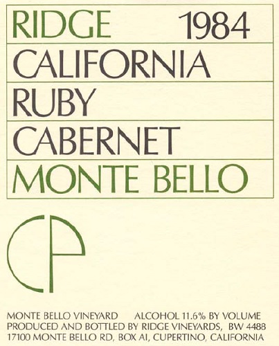 1984 Monte Bello Ruby Cabernet