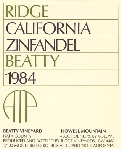 1984 Beatty Zinfandel