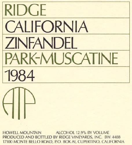 1984 Park-Muscatine Zinfandel