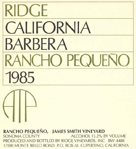 1985 Rancho Pequeno Barbera