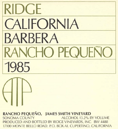 1985 Rancho Pequeno Barbera