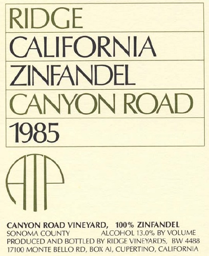 1985 Canyon Road Zinfandel