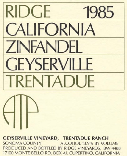 1985 Trentadue Zinfandel