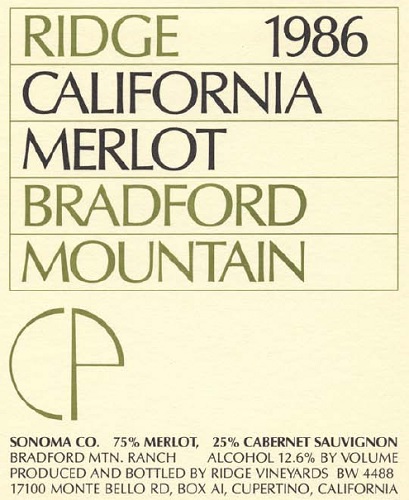 1986 Bradford Mountain Merlot