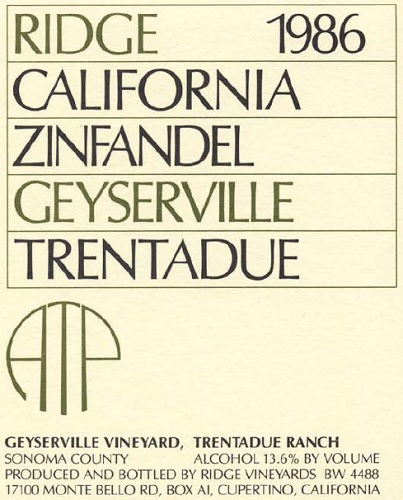 1986 Trentadue Zinfandel