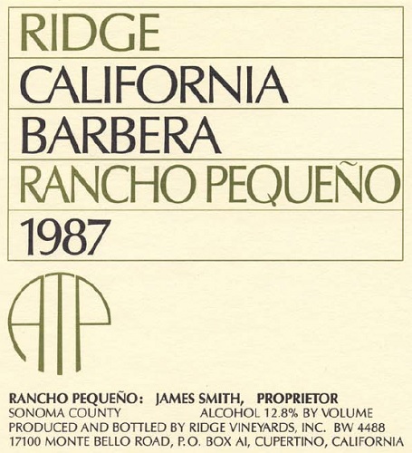 1987 Rancho Pequeno Barbera