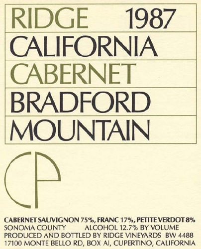 1987 Bradford Mountain Cabernet Sauvignon