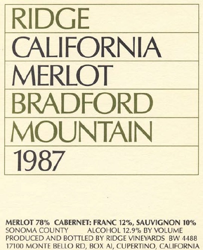 1987 Bradford Mountain Merlot